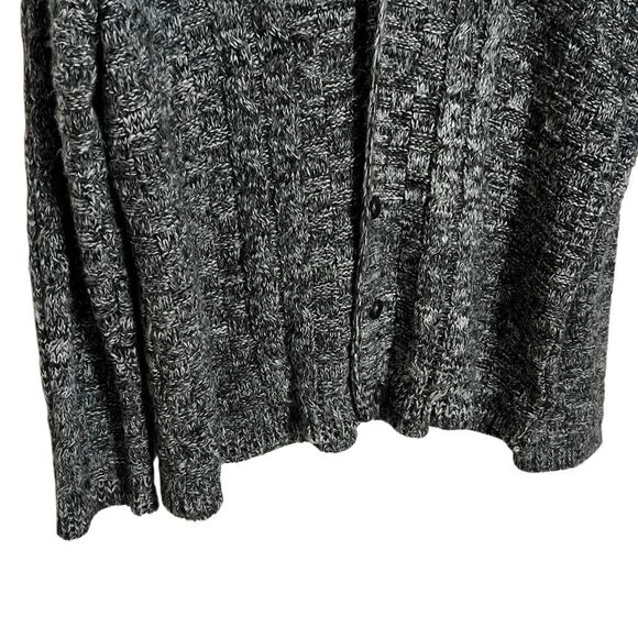 Boohoo Man Button Front Shawl Collar Marled Knit Cardigan Black Size Medium - Picture 4 of 9